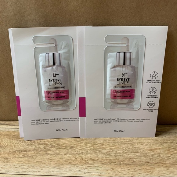 New! 2 x It Cosmetics Bye Bye Lines Derma Serum Sample Hyaluronic Acid Peptide - Picture 1 of 7
